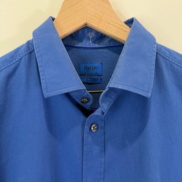 JOOP Button Down Shirt Size 39 Blue Slim Fit 100% Cotton - Picture 3 of 12